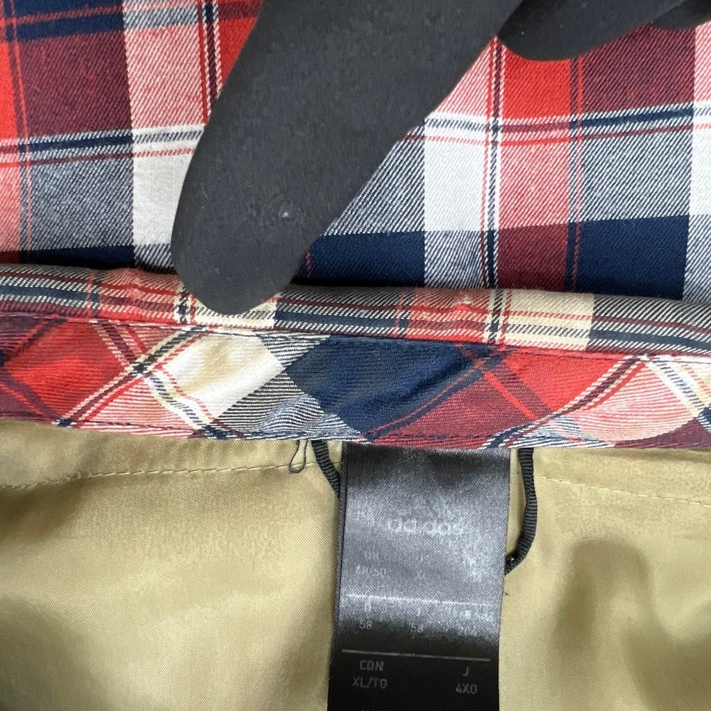 Adidas Insulated Plaid Jacket XL Red Navy Hiking Quilted Shacket F95730 Deebo - Picture 7 of 10